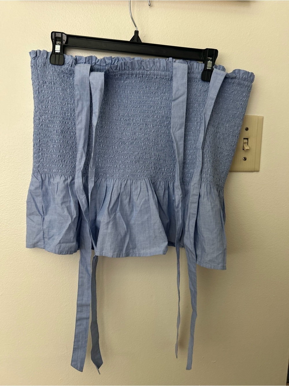 J. Crew Light Blue Smocked Tie-Strap (size L) - Picture 8 of 8